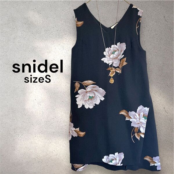 【snidel 】ネイビー花柄 ノースリーブ ワンピース S チュニック