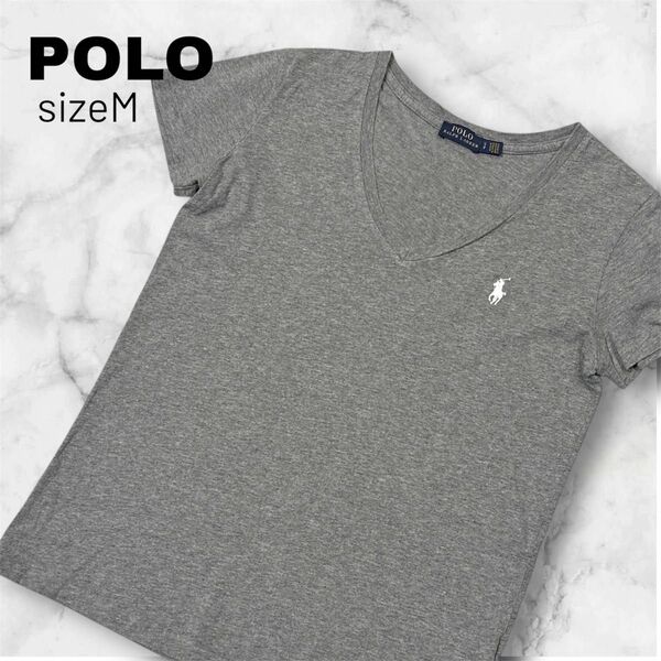 【Polo Ralph Lauren 】グレー Vネック Tシャツ M