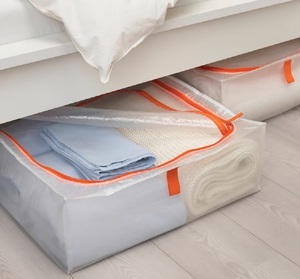 【2個セット】IKEA イケア　PARKLA ペルクラ 収納ケース 収納袋 透明袋 衣類収納 お片付けアイテム チャック開閉 ベッド下収納アイテム 