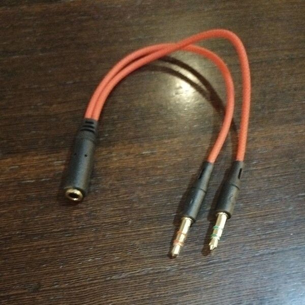 オーディオ 変換ケーブル 分配ケーブル 4極メス - 3極オス ×2 3.5mm