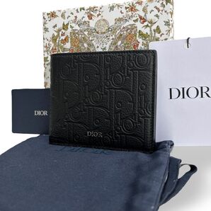 未使用保管品 現行 Dior ディオール グラビティ 二つ折り 財布 コンパクト ウォレット 札入れ カードケース ブラック黒