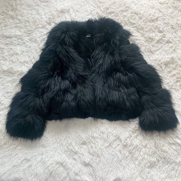 美品 ソニアリキエル SONIA RYKIEL 毛皮コート ハーフコート 本毛皮 ブラック 黒
