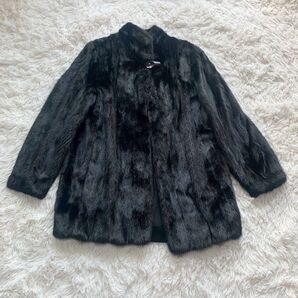 ミンク MINK リアル 毛皮 ハーフコート ダークブラウン 11号 セミロング