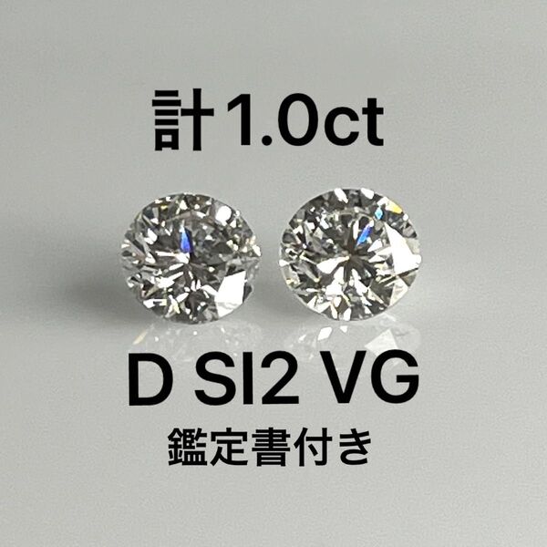 PT天然ダイヤモンドピアス 計1.0ct 鑑定書付き D SI2 VG