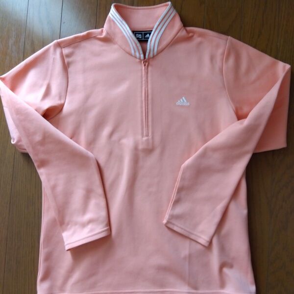 adidas ハーフジップシャツサーモン ピンク レディース