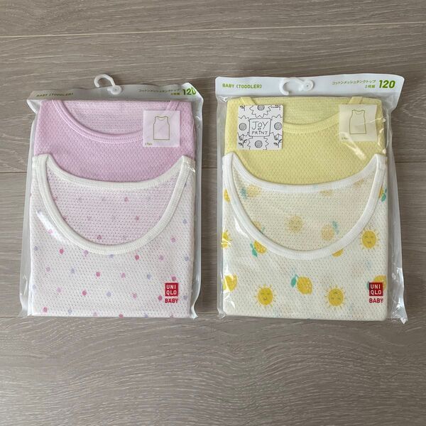 ユニクロ 肌着 UNIQLO ベビー タンクトップ120 新品・未使用 女の子 4枚セットピンク イエロー