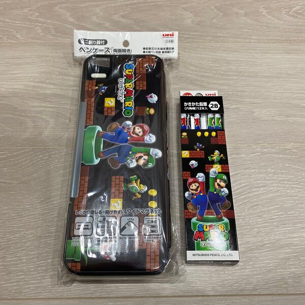 スーパーマリオ ペンケース 筆箱 2B 鉛筆セット 2点セット 新品・未使用 ミニ鉛筆削り器付
