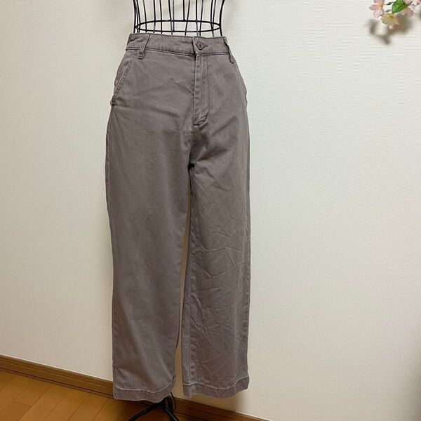 グレー ハイウエスト ストレート ワイドパンツ S