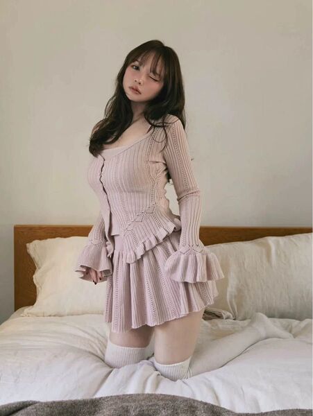 andmary アンドマリー Heart crochet set up ピンク アンサンブル セットアップ