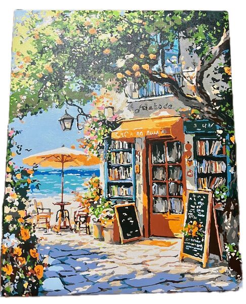 海辺の本屋 アクリル画 40×50 キャンパスアート 風景画