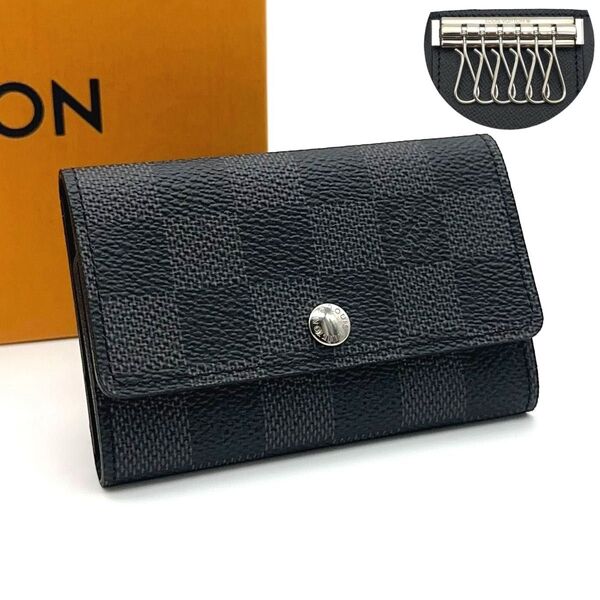 【未使用に近い】箱・保存袋付 LOUIS VUITTON ルイヴィトン ダミエ グラフィット ミュルティクレ6 6連キーケース