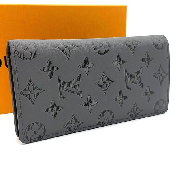 【極美品】LOUIS VUITTON ルイヴィトン モノグラム シャドウ ポルトフォイユ ブラザ グレー 長財布