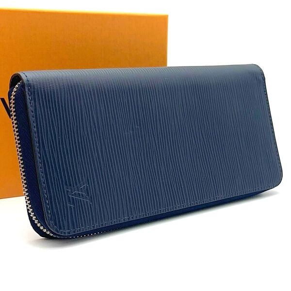 【極美品】新型モデル LOUIS VUITTON ルイヴィトン エピ ジッピーウォレット ヴェルティカル ブルーマリーヌ 長財布