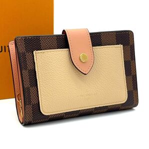 【極美品】LOUIS VUITTON ルイヴィトン ダミエ ポルトフォイユ ジュリエット クレーム 折り財布