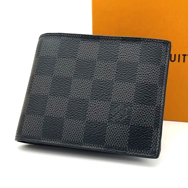 【美品】LOUIS VUITTON ルイヴィトン ダミエ グラフィット ポルトフォイユ アメリゴ 折り財布