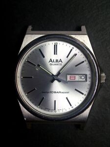 セイコー SEIKO アルバ ALBA クォーツ 3針 デイデイト V743-8A10 男性用 メンズ 腕時計 aa699 稼働品