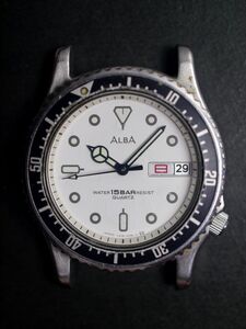 セイコー SEIKO アルバ ALBA ダイバーズウオッチ クォーツ 3針 デイデイト V348-6070 男性用 メンズ 腕時計 aa939 稼働品