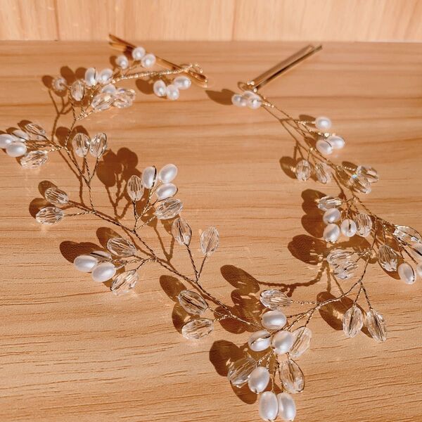 しまむら tal by yumi ゆみ ヘッドドレス ヘアアクセ クリア パール 結婚式 パーティー 淡色 新品未使用 タグ無し