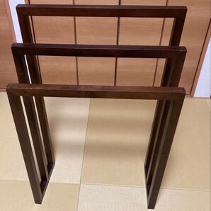 木製タオル掛け 3段式 ダークブラウン
