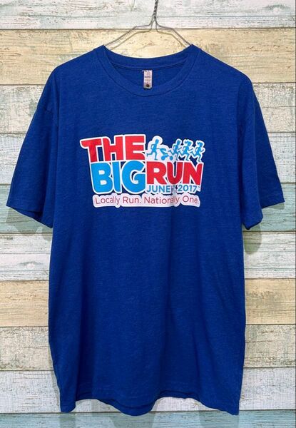 048 USA古着 NEXT LEVEL ブルーRUN Tシャツ メンズL