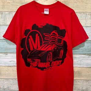 064 USA 古着 GILDAN レッド カーTシャツ メンズM ギルダン