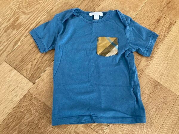 バーバリー 子ども服 90サイズ 2Y 青 ブルー 綿100% 半袖Tシャツ Burberry