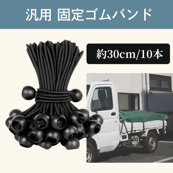 <30cm 10本> 固定ゴムバンド 結束バンド アウトドア 屋外 屋内 軽トラ 荷台シート