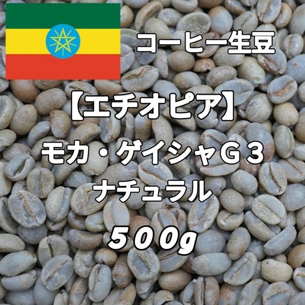 【エチオピア】モカ・ゲイシャG3 ナチュラル コーヒー生豆500g(コーヒー生豆 自家焙煎 コーヒー豆 コーヒー 珈琲)