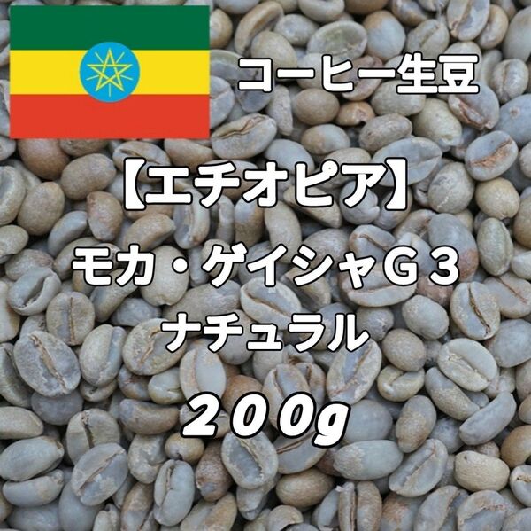 【エチオピア】モカ・ゲイシャG3 ナチュラル コーヒー生豆200g(コーヒー生豆 自家焙煎 コーヒー豆 コーヒー 珈琲)