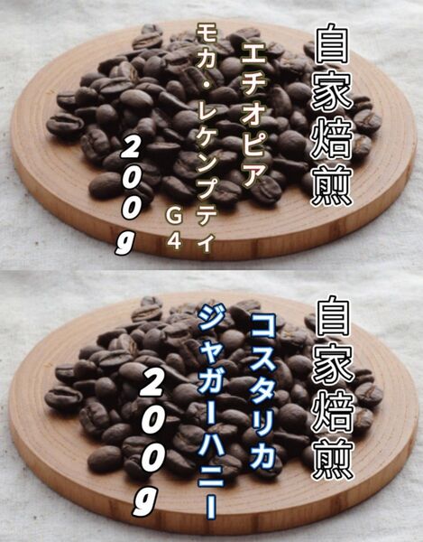 【エチオピア】モカ・レケンプティ【コスタリカ】ジャガーハニー 自家焙煎豆 各200g(自家焙煎 コーヒー豆 コーヒー)