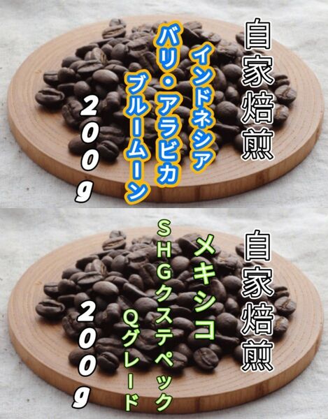 【インドネシア】バリ・アラビカ【メキシコ】SHGクステペック 自家焙煎豆 各200g (自家焙煎 コーヒー豆 コーヒー)