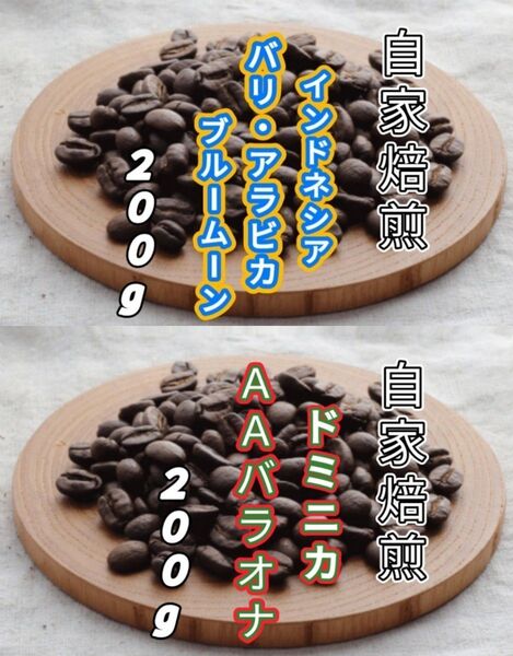 【インドネシア】バリ・アラビカ【ドミニカ】AAバラオナ 自家焙煎豆 各200g (自家焙煎 コーヒー豆 コーヒー)