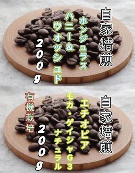 【ホンジュラス】ハニー&ウォッシュド【エチオピア】モカ・ゲイシャG3 各200g(自家焙煎 コーヒー豆 珈琲 コーヒー)