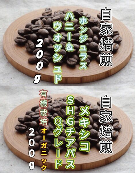 【ホンジュラス】ハニー&ウォッシュド【メキシコ】SHGチアパス 各200g(自家焙煎 コーヒー豆 珈琲 コーヒー)