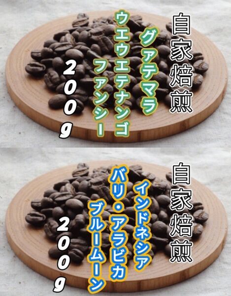 【グァテマラ】ウエウエテナンゴ【インドネシア】バリ・アラビカ 各200g(自家焙煎 コーヒー豆 珈琲 コーヒー)