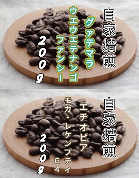 【グァテマラ】ウエウエテナンゴ【エチオピア】モカ・レケンプティ 各200g(自家焙煎 コーヒー豆 珈琲 コーヒー)
