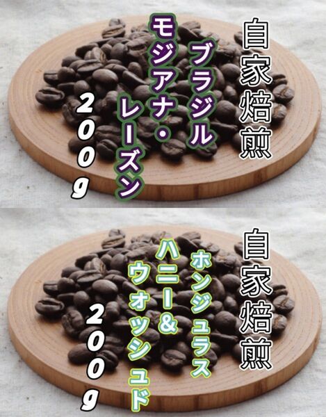 【ブラジル】モジアナ・レーズン【ホンジュラス】ハニー&ウォッシュド 各200g(自家焙煎 コーヒー豆 珈琲 コーヒー)