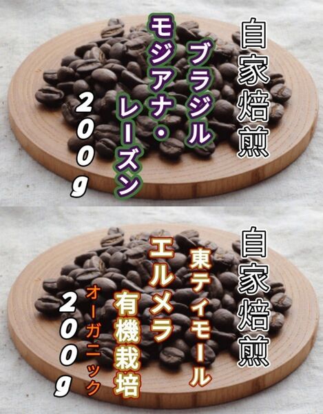 【ブラジル】モジアナ・レーズン【東ティモール】エルメラ 各200g(自家焙煎 コーヒー豆 珈琲 コーヒー)