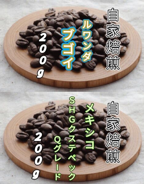 【ルワンダ】ブゴイ【メキシコ】SHGクステペック 各200g(自家焙煎 コーヒー豆 珈琲 コーヒー)