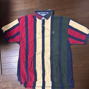 TOMMY HILFIGER マルチボーダーポロシャツ Lサイズ 古着