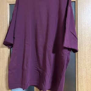 ユニクロ エアリズムコットンオーバーサイズTシャツ 5分袖 xxl パープル