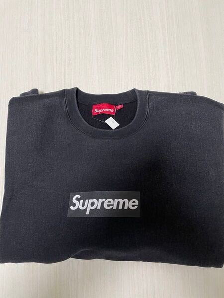 国内正規新品 L Supreme Washed Box Logo Crewneck Black Large 黒