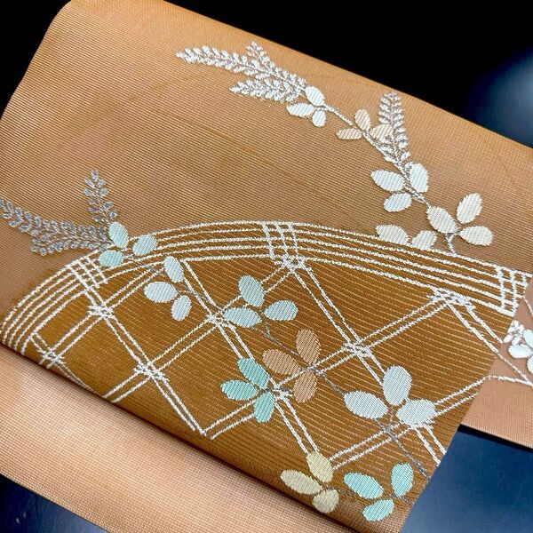 5-21 夏帯 夏物 名古屋帯 九寸 美品 正絹 着物 名古屋仕立て