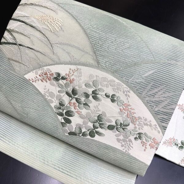 5-45 夏帯 夏物 名古屋帯 九寸 美品 正絹 着物 名古屋仕立て 紗 刺繍