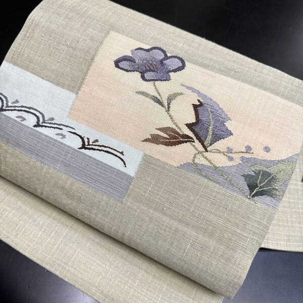 5-59 夏帯 夏物 名古屋帯 九寸 美品 正絹 着物 名古屋仕立て