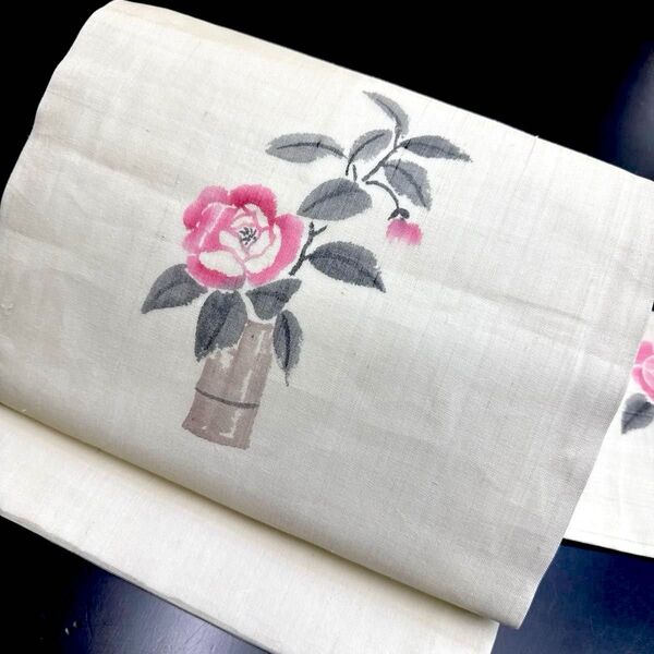 5-116 夏帯 夏物 名古屋帯 九寸 美品 正絹 着物 名古屋仕立て