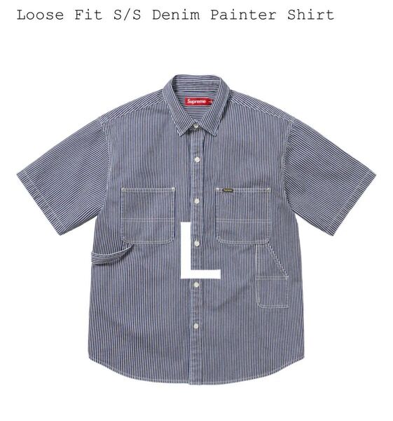 L Supreme Loose Fit S/S Denim Painter Shirt Stripe シュプリーム