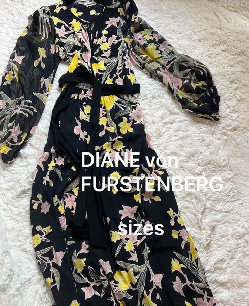 DIANE von FURSTENBERG 花柄 ラップワンピース 長袖 ロング