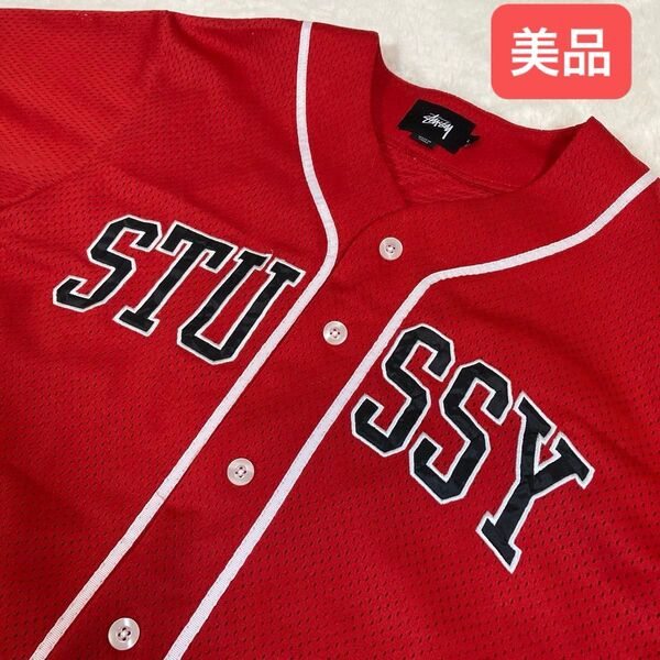 美品*STUSSY ステューシー ベースボールシャツ Lサイズ 赤