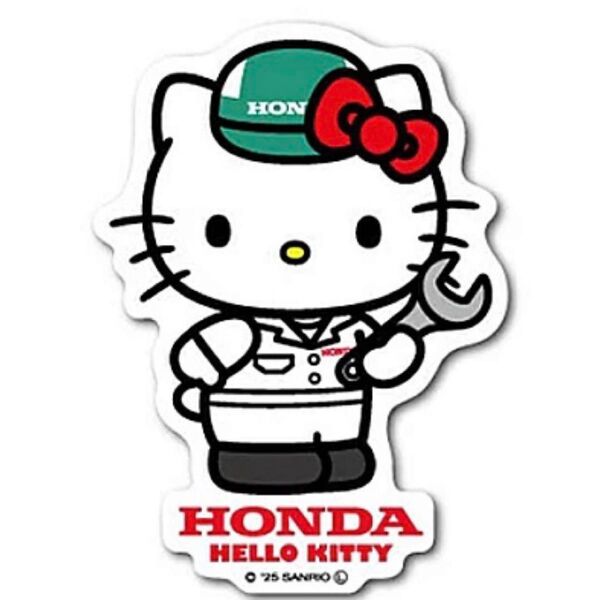 HONDA ×サンリオ ダイカットステッカー 「 ハローキティ 作業着」 ホンダ 本田技研 キティ 作業着キティ